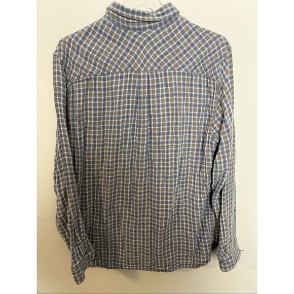 Carbon 2 Cobalt Mens Button Down Check Plaid Flannel Large Brown Grey 100% Cotto - Picture 3 of 4